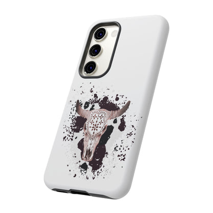 SAMSUNG Bull Skull with Cow Print Tough Phone Case l Gift for Him, Western Style